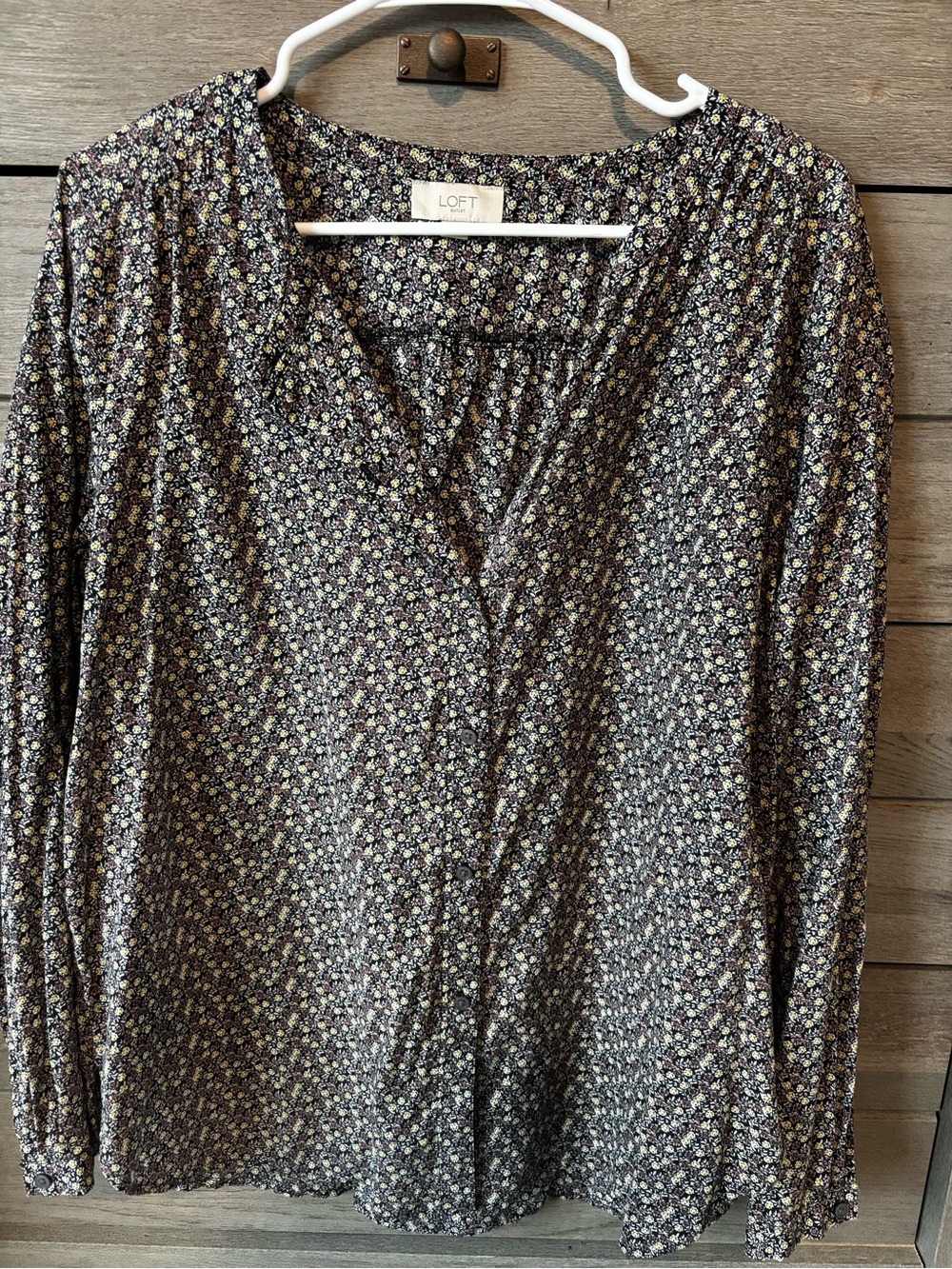 LOFT Women's Floral Long-Sleeve Blouse